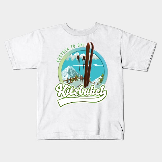 Kitzbuhel austria to ski Kids T-Shirt by nickemporium1